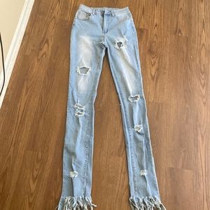 Blue distress jeans